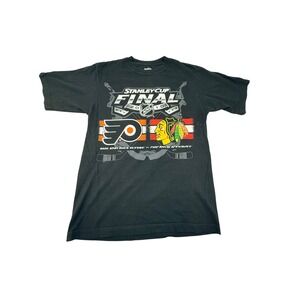 Reebok 2010 Stanley Cup Final NHL T-Shirt Flyers vs Blackhawks Mens Medium Black